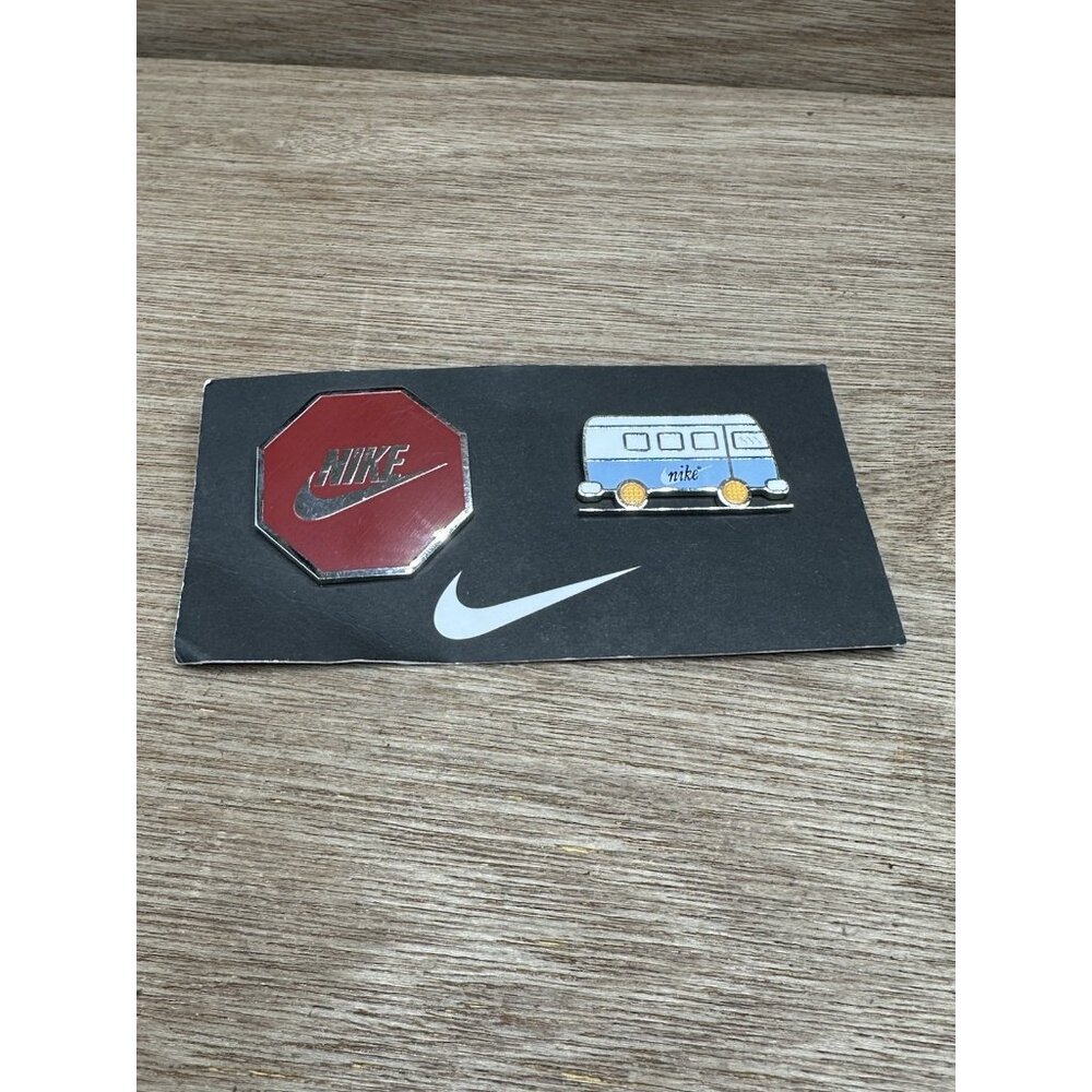 Nike Employee Digital Shop Lapel Pin Pinback Set Octagon Logo VW Volkswagen Bus